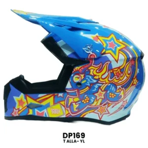 CASCO CROSS INFANTIL ESTRELLAS AZUL