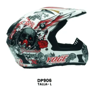 CASCO CROSS YOGE CALABERA CALAS BLANCO ROJO