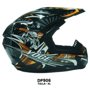 CASCO CROSS YOGE SKULL NEGRO CON NARANJA