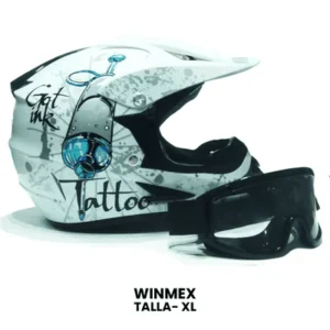 CASCO CROSS WINMEX TATOO BLANCO